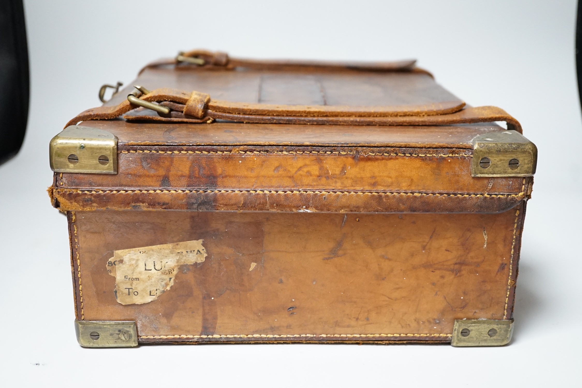 A Victorian Stephen Grant & Joseph Lang Ltd leather cartridge case, 40cms wide, 29cms deep